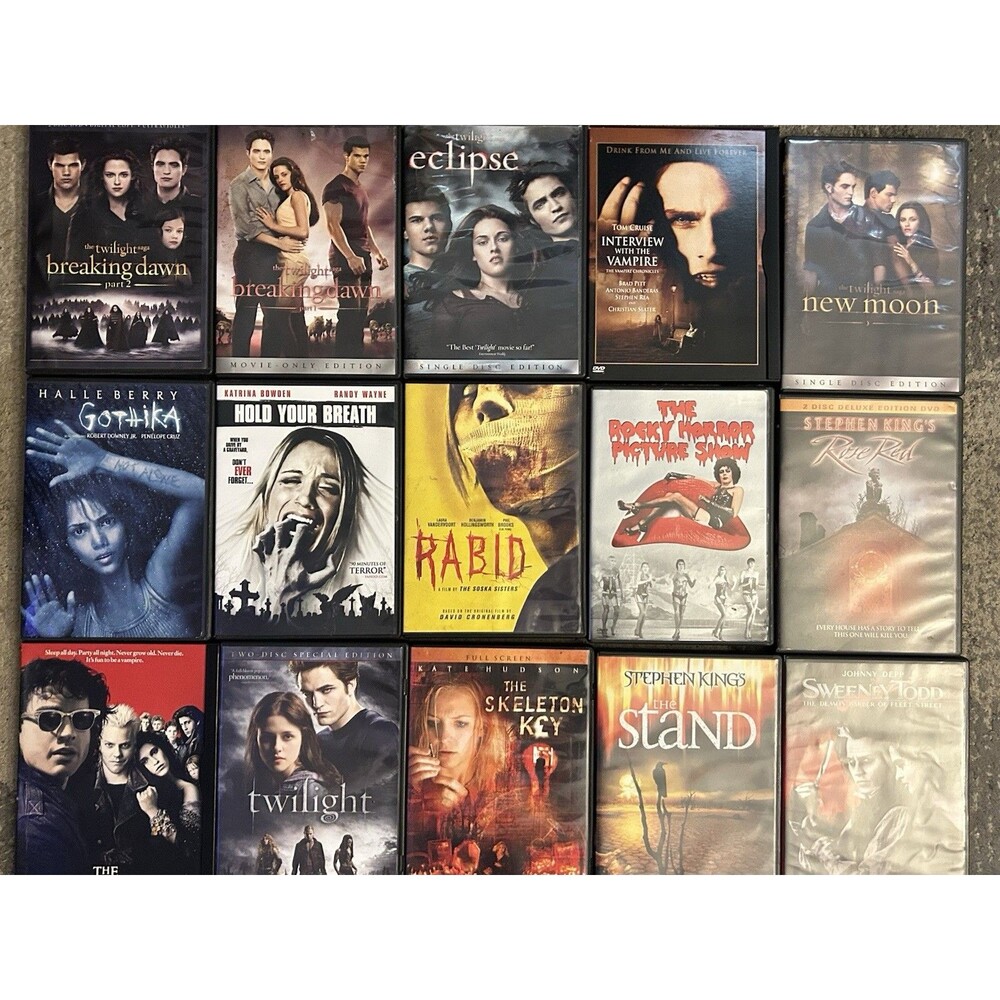 Horror DVD Lot (15 Movies) - Twilight, Stephen King Gothika, Sweeney Todd More